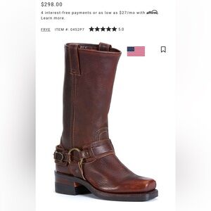 Frye 12R Belted Harness Boots Size 8 as is read all leather brown moto biker
